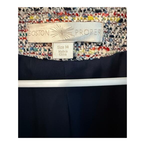 Boston Proper Women’s Shimmer Chain Tweed Parisian Pink Colorful Jacket Size 14 - Picture 5 of 5